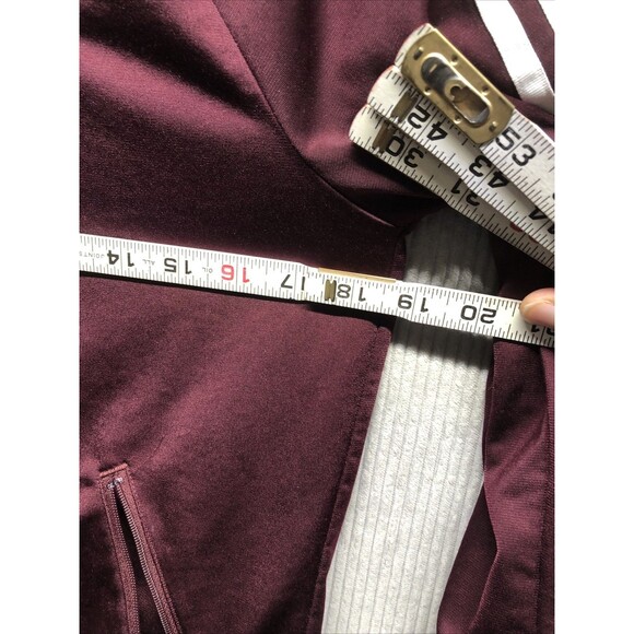 Adidas Women’s Jacket Size Small Burgundy White 3 Stripe Zip Pockets Athletic - Picture 10 of 16